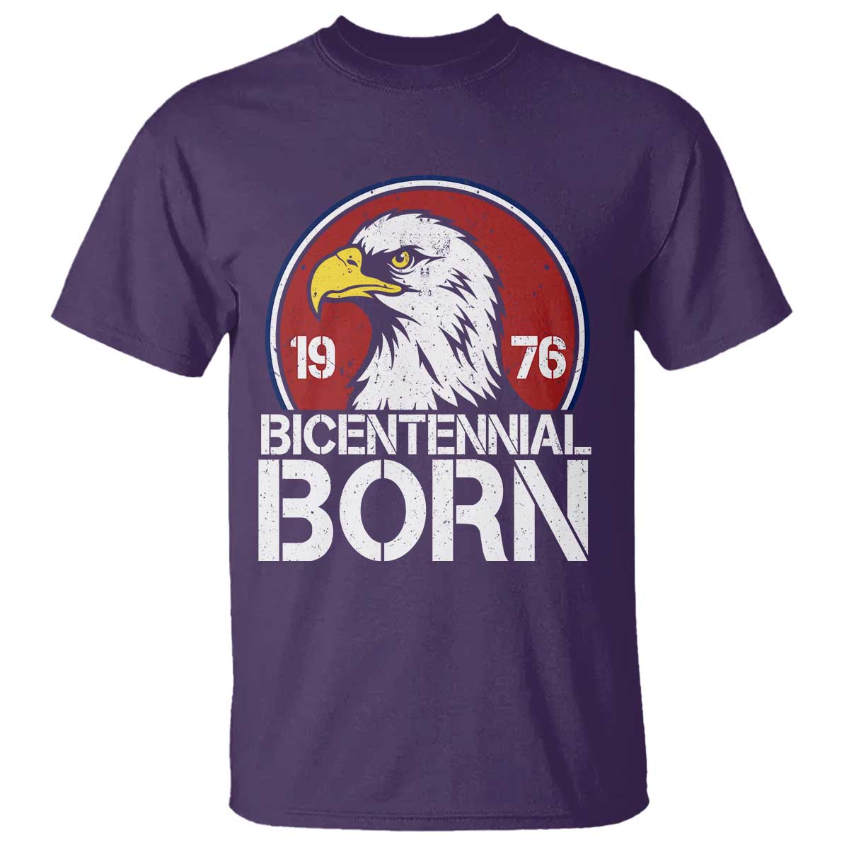 Patriotic Bicentennial Born 1976 T Shirt American Bald Eagle 50th Birthday TS02 Purple Print Your Wear