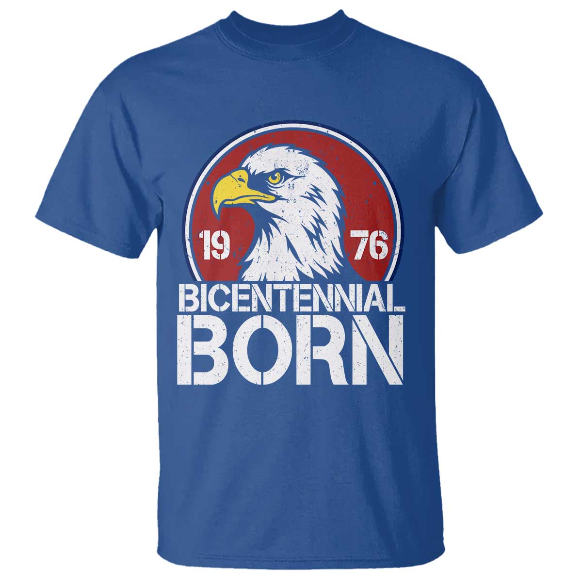 Patriotic Bicentennial Born 1976 T Shirt American Bald Eagle 50th Birthday TS02 Royal Blue Print Your Wear