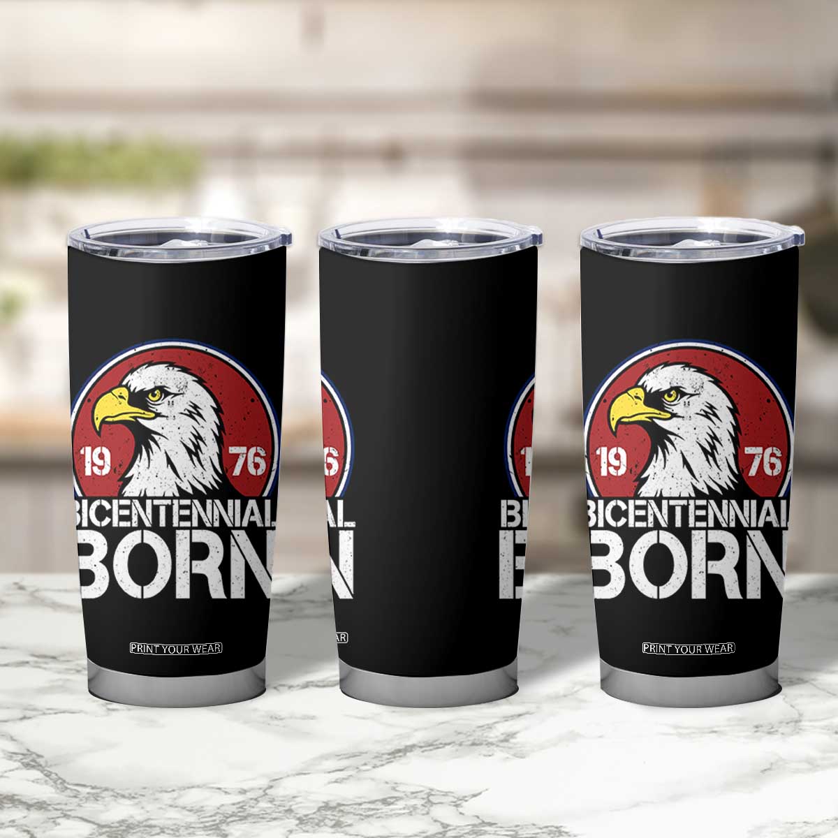 Patriotic Bicentennial Born 1976 Tumbler Cup American Bald Eagle 50th Birthday TS02 Print Your Wear