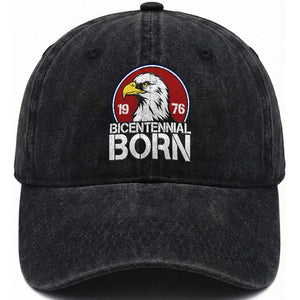 Patriotic Bicentennial Born 1976 Washed Cotton Baseball Cap American Bald Eagle 50th Birthday TS02 Print Your Wear