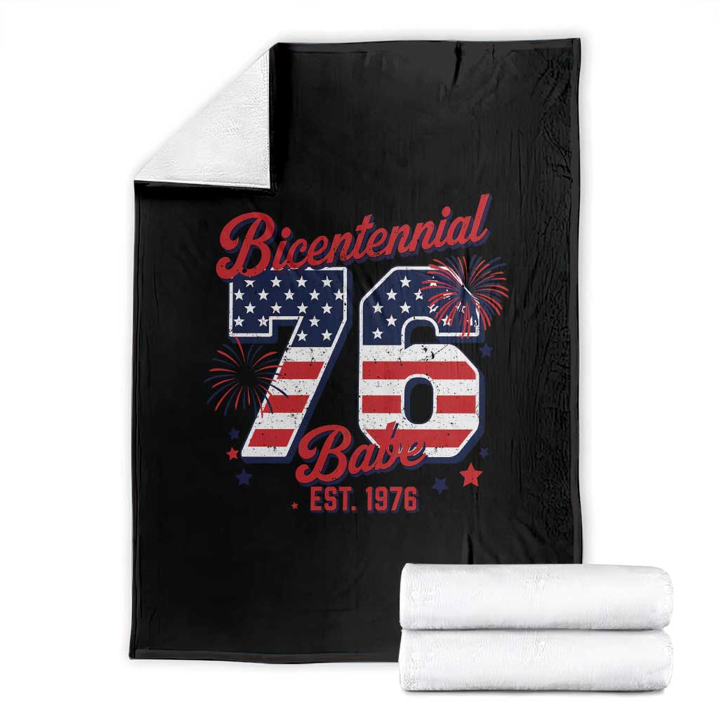 Retro Bicentennial Babe Est 1976 Throw Blanket 4th of July 50th Birthday Gift TS02 Black Print Your Wear