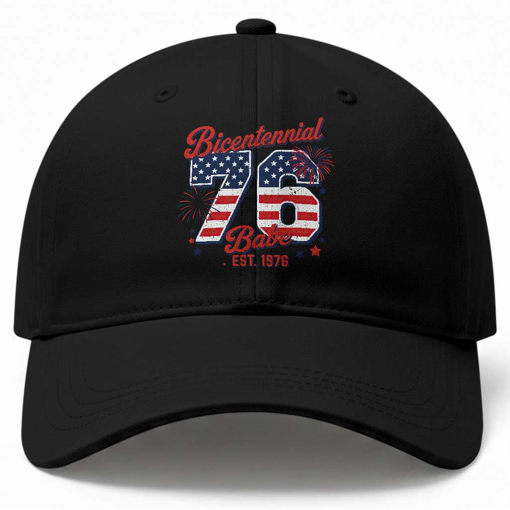 Retro Bicentennial Babe Est 1976 Baseball Cap 4th of July 50th Birthday Gift TS02 Print Your Wear