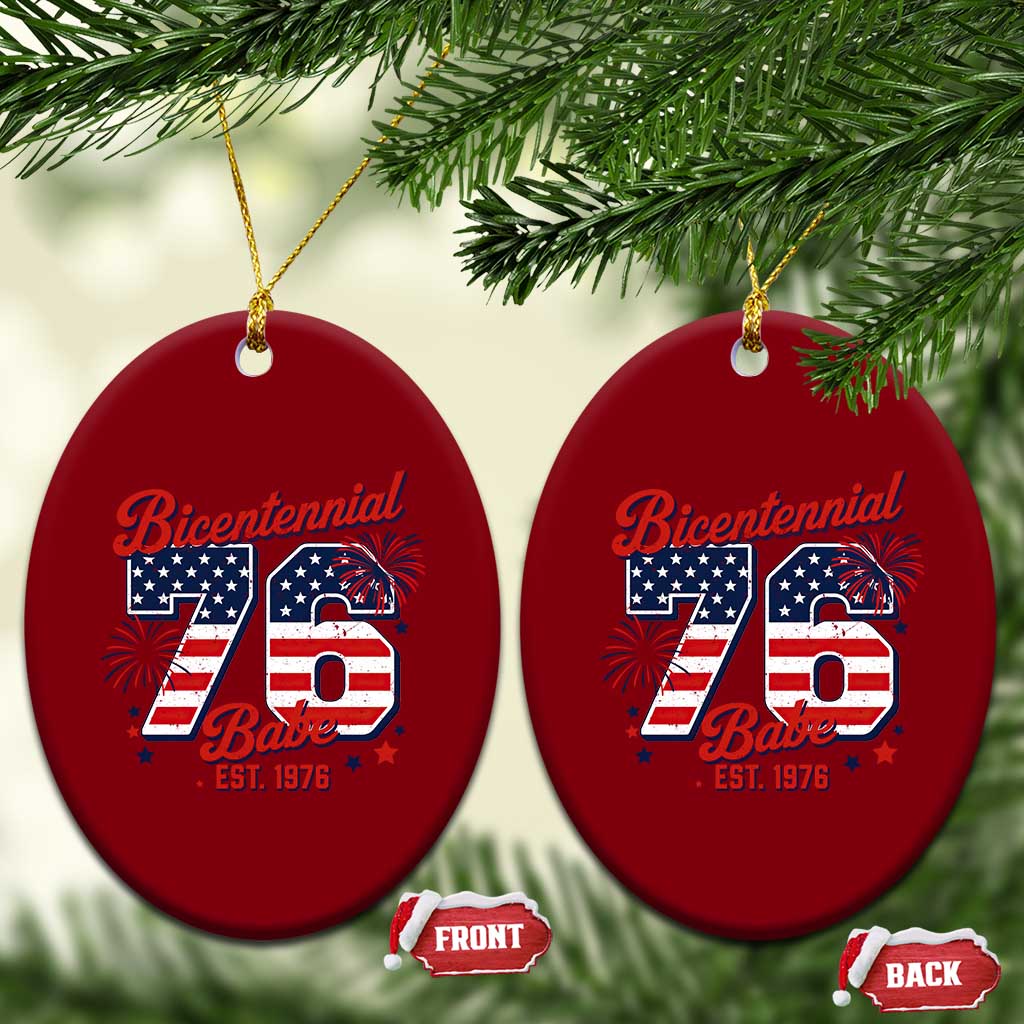 Retro Bicentennial Babe Est 1976 Ceramic Ornament 4th of July 50th Birthday Gift TS02 Print Your Wear