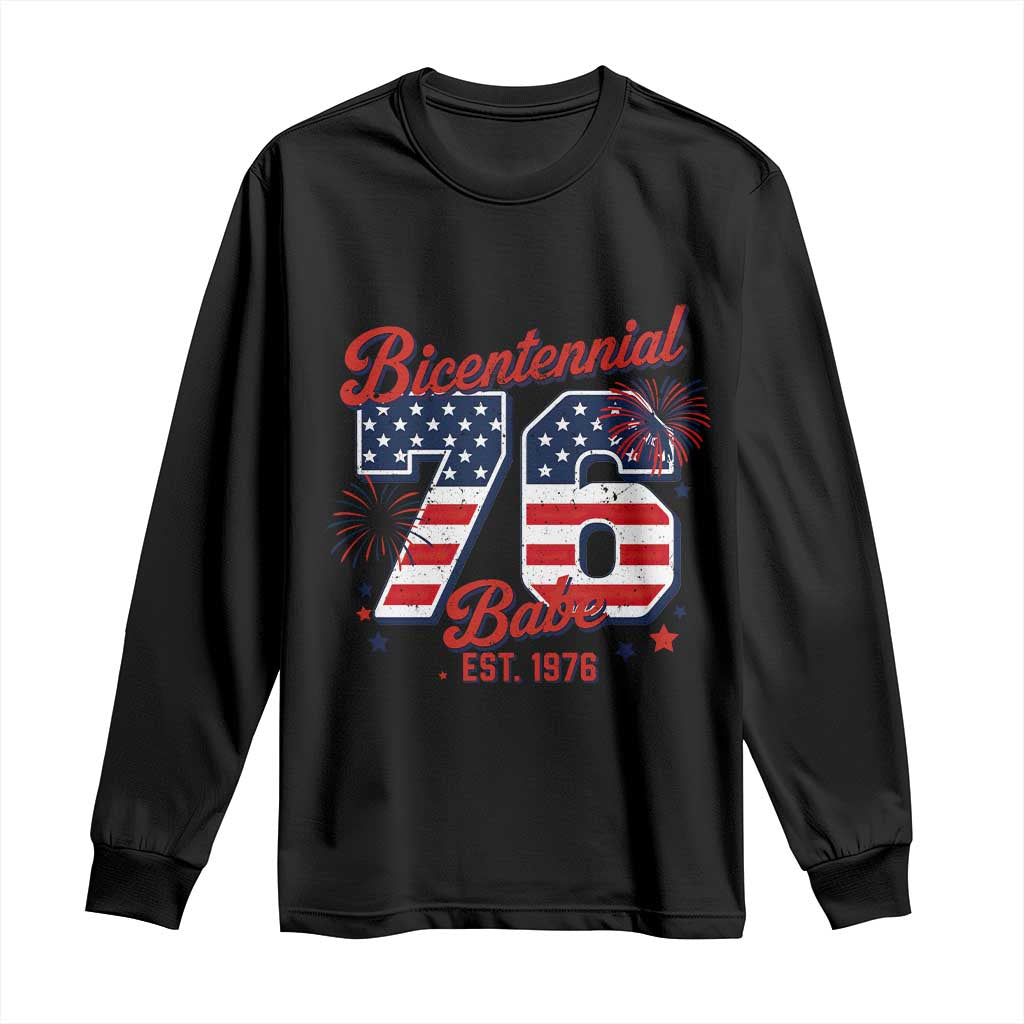 Retro Bicentennial Babe Est 1976 Long Sleeve Shirt 4th of July 50th Birthday Gift TS02 Black Print Your Wear