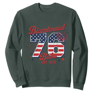 Retro Bicentennial Babe Est 1976 Sweatshirt 4th of July 50th Birthday Gift TS02 Dark Forest Green Print Your Wear