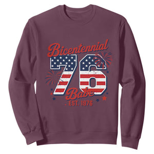 Retro Bicentennial Babe Est 1976 Sweatshirt 4th of July 50th Birthday Gift TS02 Maroon Print Your Wear