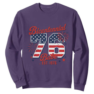 Retro Bicentennial Babe Est 1976 Sweatshirt 4th of July 50th Birthday Gift TS02 Purple Print Your Wear