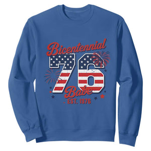 Retro Bicentennial Babe Est 1976 Sweatshirt 4th of July 50th Birthday Gift TS02 Royal Blue Print Your Wear