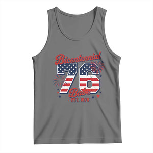 Retro Bicentennial Babe Est 1976 Tank Top 4th of July 50th Birthday Gift TS02 Black Heather Print Your Wear