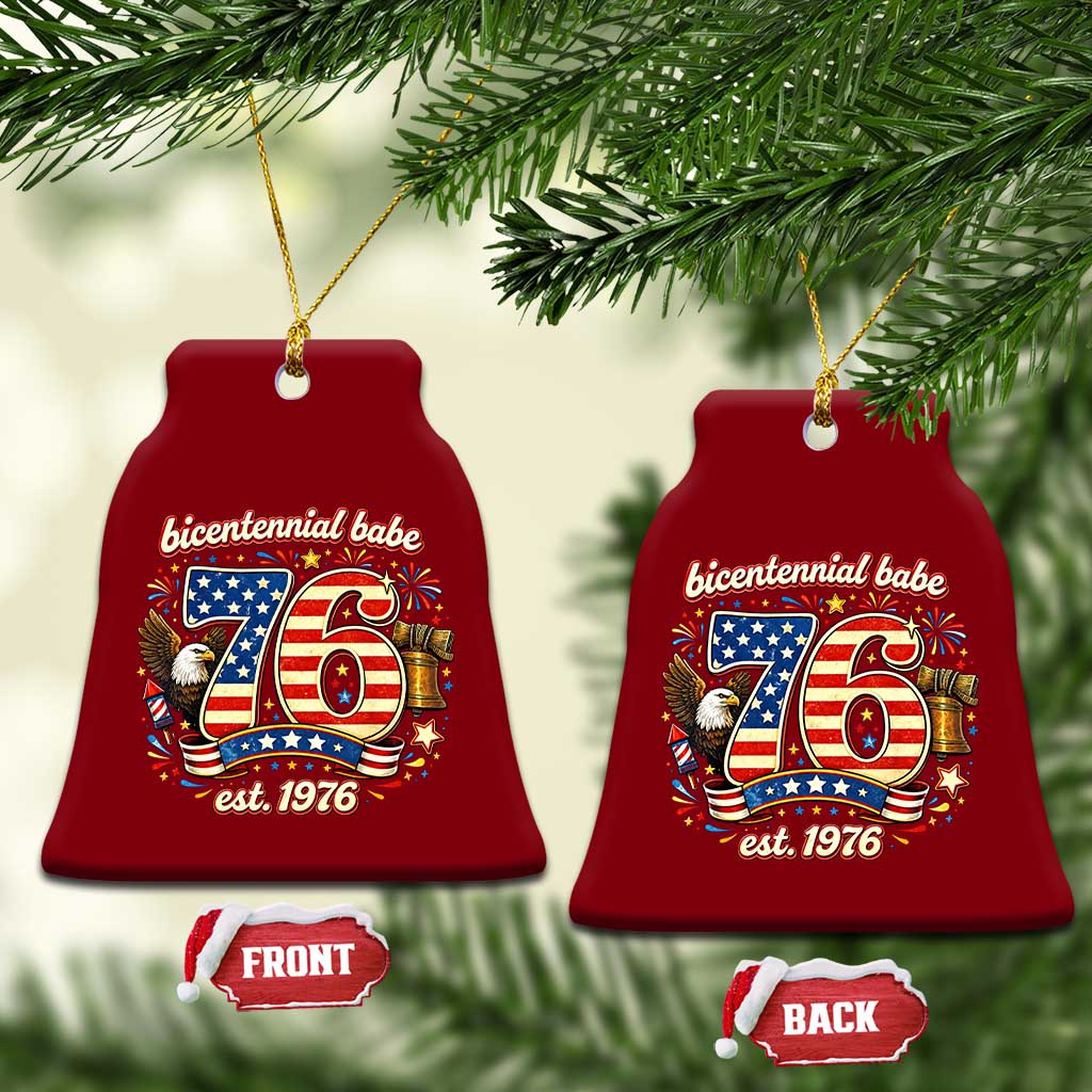 Patriotic Bicentennial Babe Est 1976 Ceramic Ornament Eagle Fireworks 50th Birthday TS02 Print Your Wear