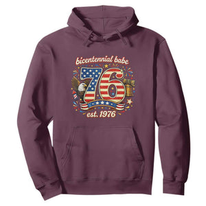 Patriotic Bicentennial Babe Est 1976 Hoodie Eagle Fireworks 50th Birthday TS02 Maroon Print Your Wear