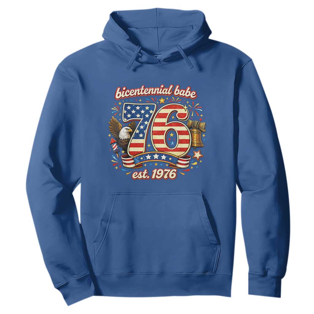 Patriotic Bicentennial Babe Est 1976 Hoodie Eagle Fireworks 50th Birthday TS02 Royal Blue Print Your Wear