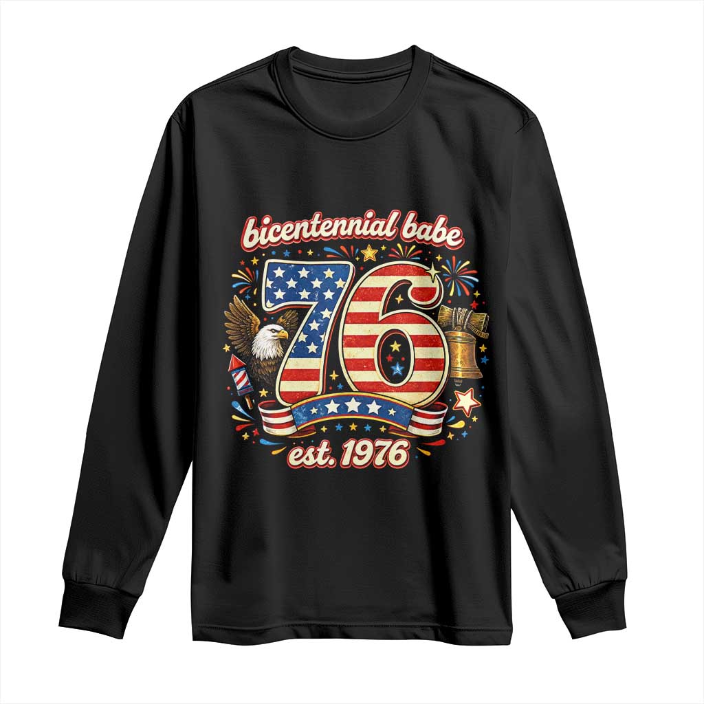 Patriotic Bicentennial Babe Est 1976 Long Sleeve Shirt Eagle Fireworks 50th Birthday TS02 Black Print Your Wear