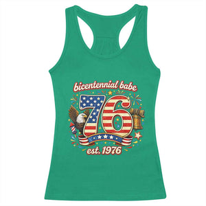 Patriotic Bicentennial Babe Est 1976 Racerback Tank Top Eagle Fireworks 50th Birthday TS02 Irish Green Print Your Wear