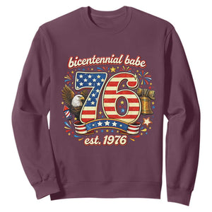 Patriotic Bicentennial Babe Est 1976 Sweatshirt Eagle Fireworks 50th Birthday TS02 Maroon Print Your Wear