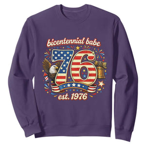 Patriotic Bicentennial Babe Est 1976 Sweatshirt Eagle Fireworks 50th Birthday TS02 Purple Print Your Wear
