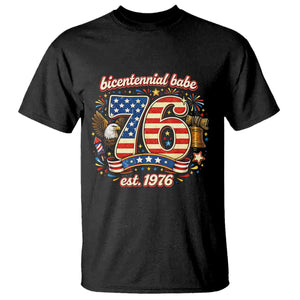 Patriotic Bicentennial Babe Est 1976 T Shirt Eagle Fireworks 50th Birthday TS02 Black Print Your Wear