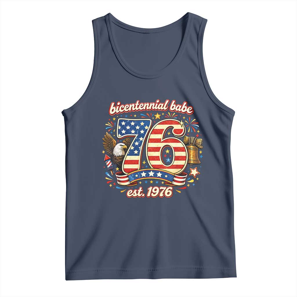Patriotic Bicentennial Babe Est 1976 Tank Top Eagle Fireworks 50th Birthday TS02 Navy Print Your Wear