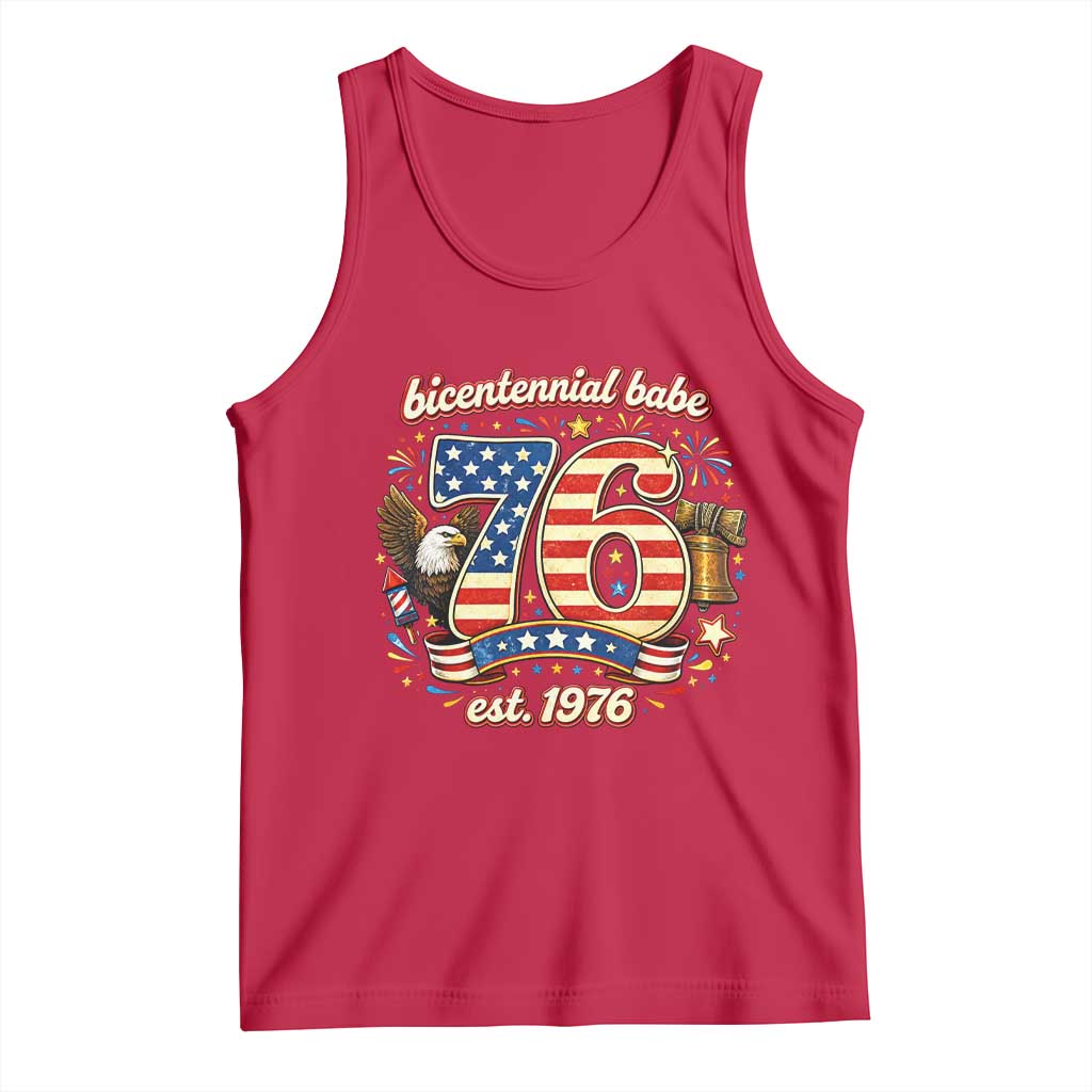 Patriotic Bicentennial Babe Est 1976 Tank Top Eagle Fireworks 50th Birthday TS02 Red Print Your Wear