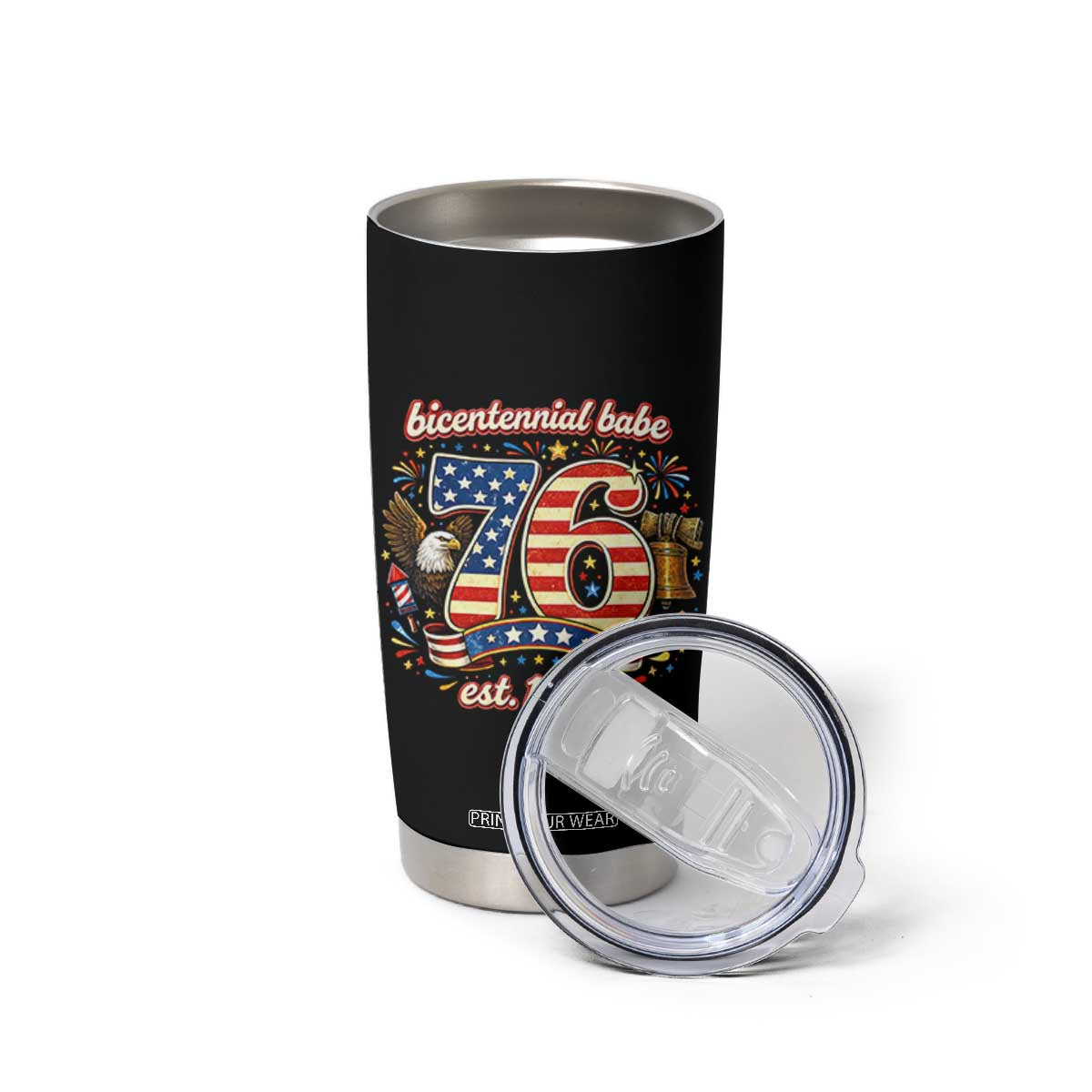 Patriotic Bicentennial Babe Est 1976 Tumbler Cup Eagle Fireworks 50th Birthday TS02 Print Your Wear