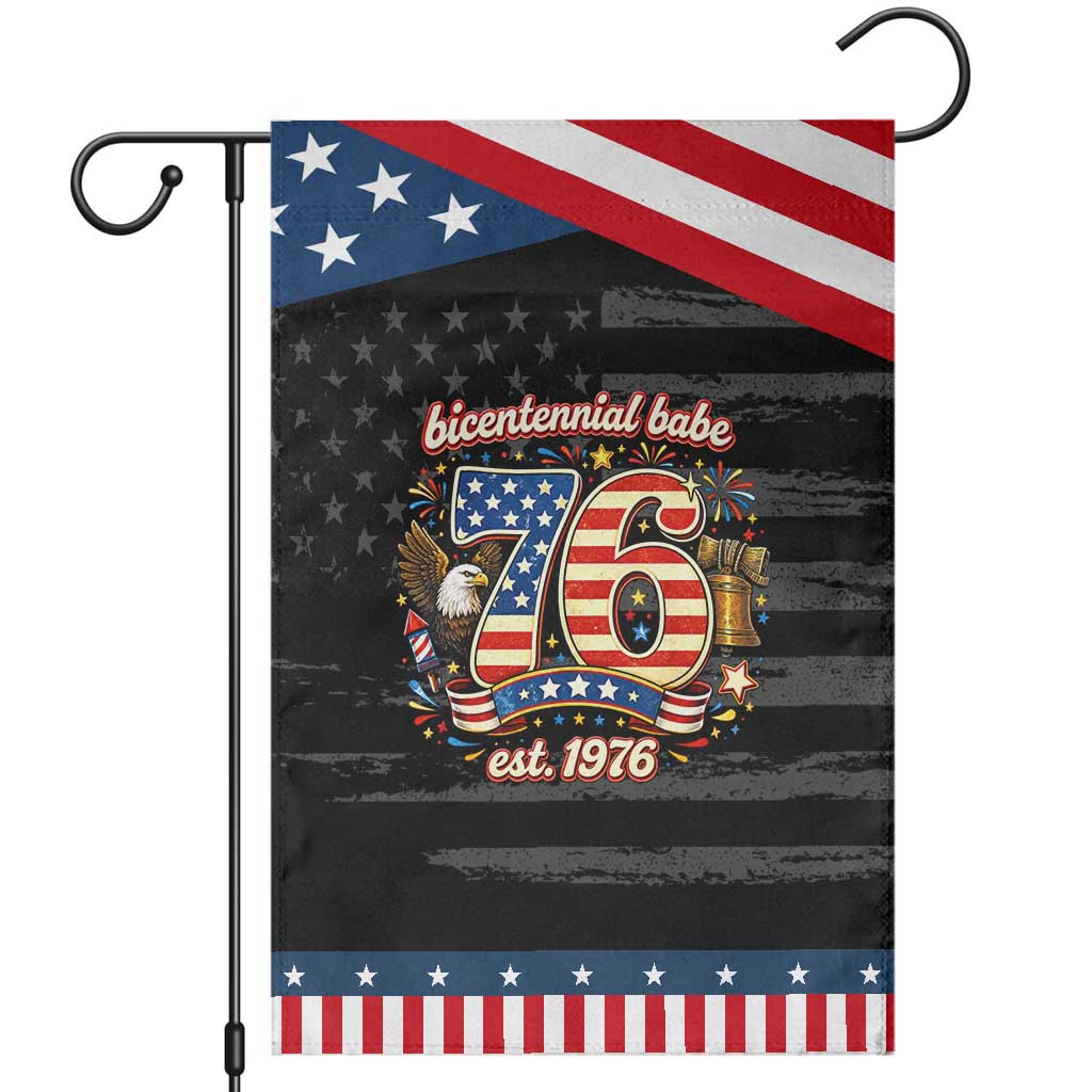 Bicentennial Babe Est 1976 Patriotic Garden Flag Eagle Fireworks 50th Birthday TS02 Distressed Black Blue Print Your Wear