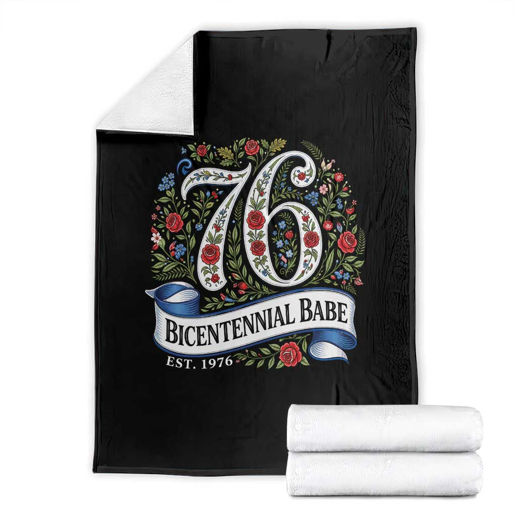 Vintage Floral Bicentennial Babe Est 1976 Throw Blanket Elegant 50th Birthday TS02 Black Print Your Wear