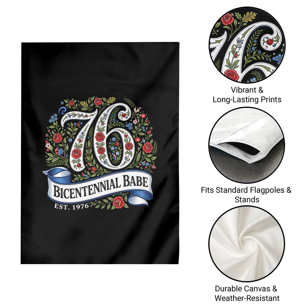 Vintage Floral Bicentennial Babe Est 1976 Garden Flag Elegant 50th Birthday TS02 Print Your Wear