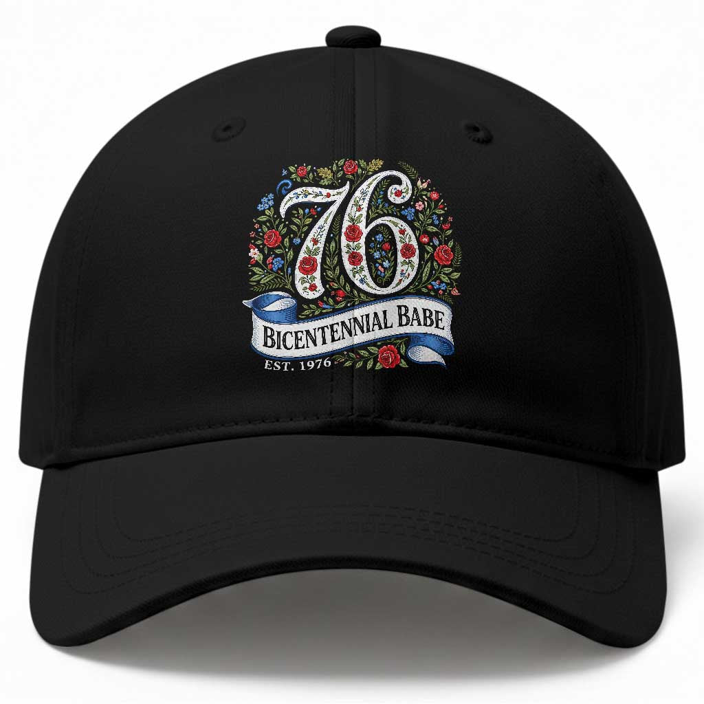 Vintage Floral Bicentennial Babe Est 1976 Baseball Cap Elegant 50th Birthday TS02 Print Your Wear