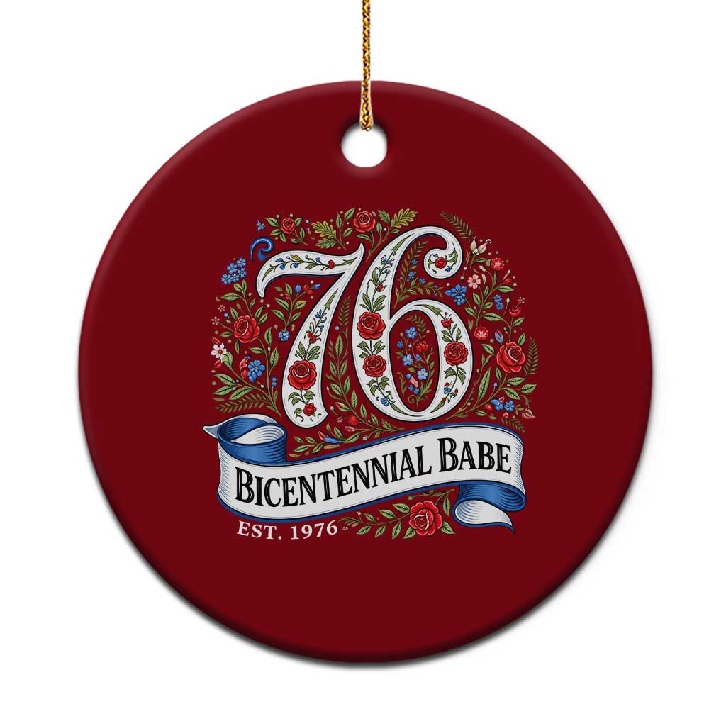 Vintage Floral Bicentennial Babe Est 1976 Ceramic Ornament Elegant 50th Birthday TS02 1pc Red Print Your Wear