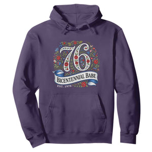 Vintage Floral Bicentennial Babe Est 1976 Hoodie Elegant 50th Birthday TS02 Purple Print Your Wear