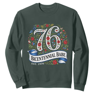 Vintage Floral Bicentennial Babe Est 1976 Sweatshirt Elegant 50th Birthday TS02 Dark Forest Green Print Your Wear