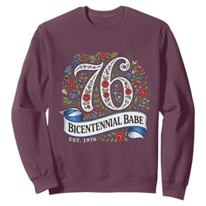 Vintage Floral Bicentennial Babe Est 1976 Sweatshirt Elegant 50th Birthday TS02 Maroon Print Your Wear