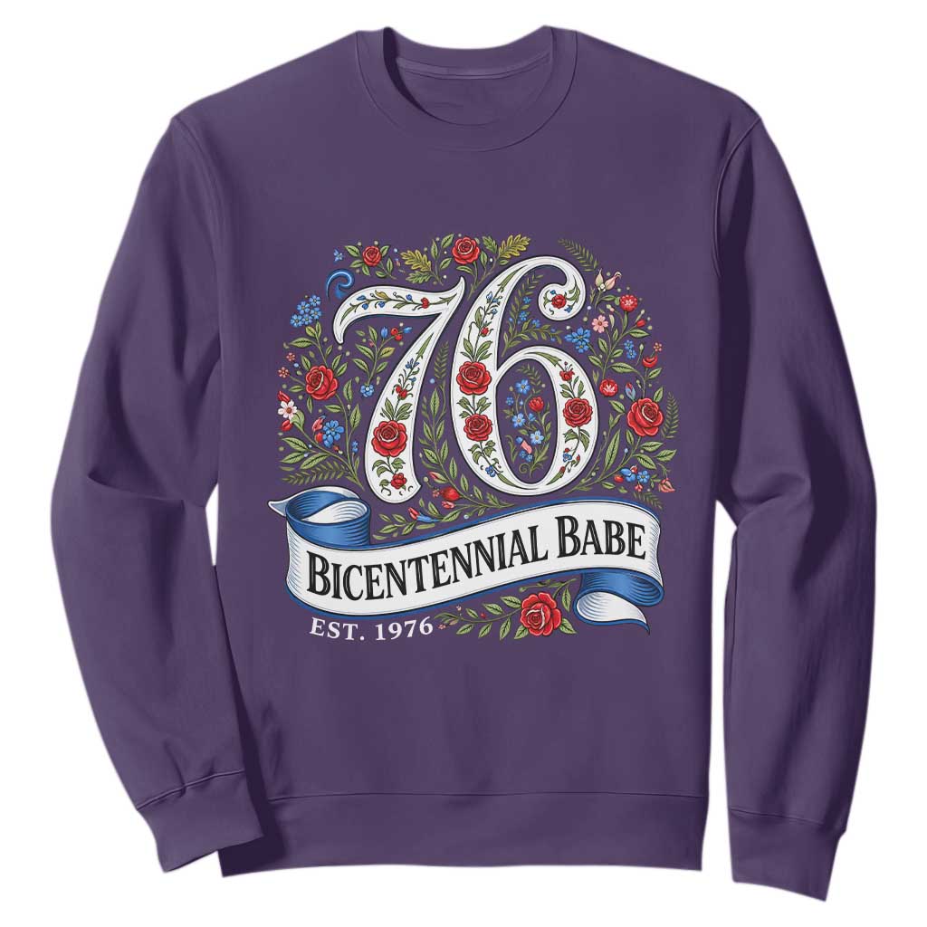 Vintage Floral Bicentennial Babe Est 1976 Sweatshirt Elegant 50th Birthday TS02 Purple Print Your Wear