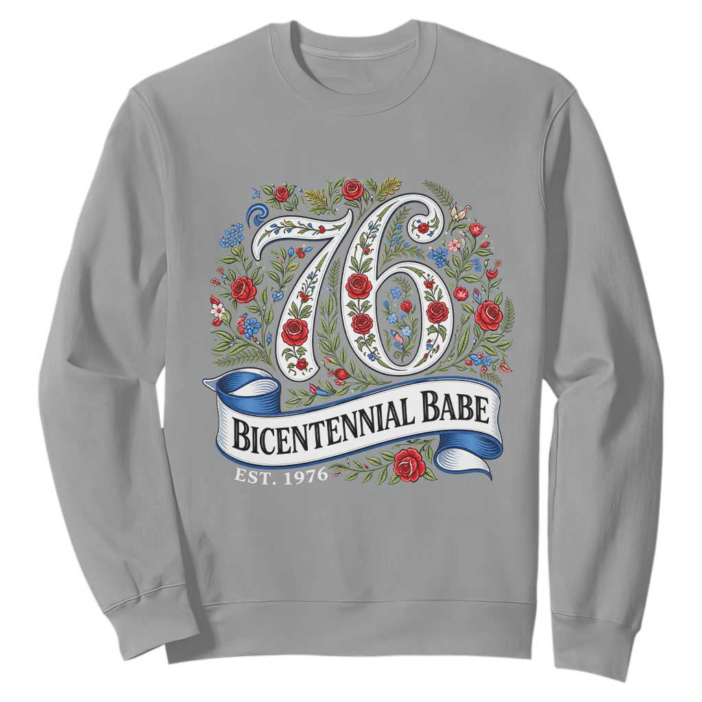 Vintage Floral Bicentennial Babe Est 1976 Sweatshirt Elegant 50th Birthday TS02 Sport Gray Print Your Wear