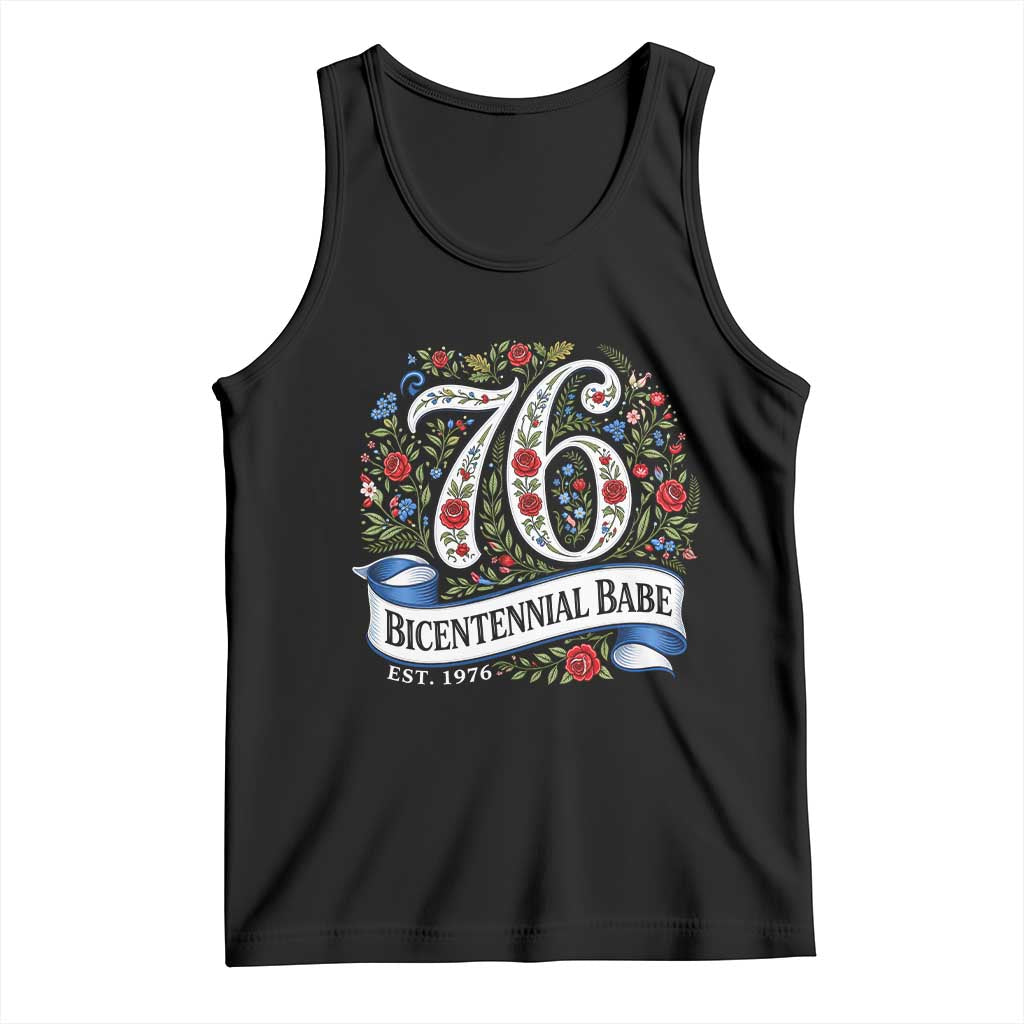 Vintage Floral Bicentennial Babe Est 1976 Tank Top Elegant 50th Birthday TS02 Black Print Your Wear