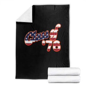 Patriotic Class of 76 Retro American Flag Script Throw Blanket Graduation Birthday Milestone TS02 Black Print Your Wear
