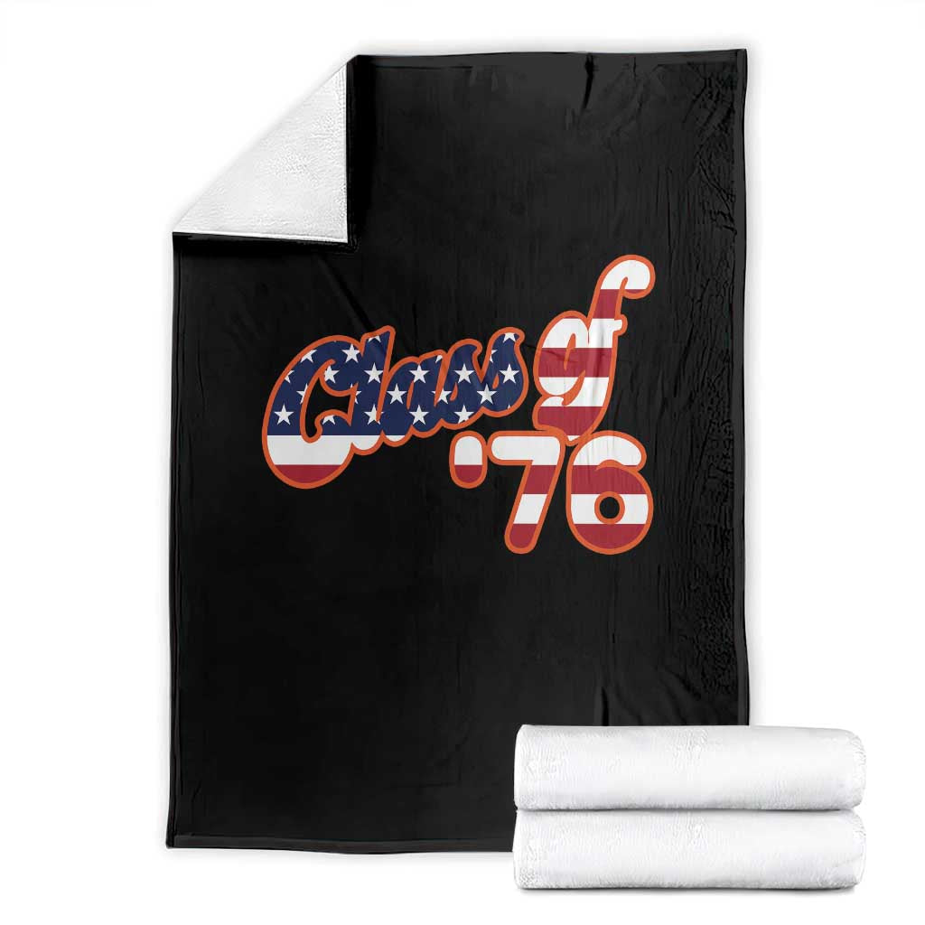 Patriotic Class of 76 Retro American Flag Script Throw Blanket Graduation Birthday Milestone TS02 Black Print Your Wear