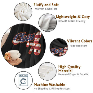 Patriotic Class of 76 Retro American Flag Script Throw Blanket Graduation Birthday Milestone TS02 Print Your Wear