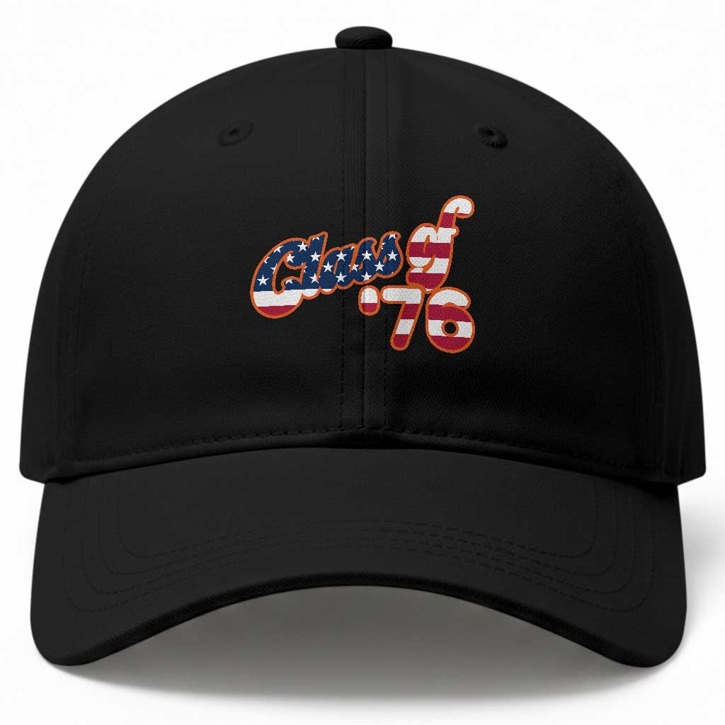 Patriotic Class of 76 Retro American Flag Script Baseball Cap Graduation Birthday Milestone TS02 Print Your Wear