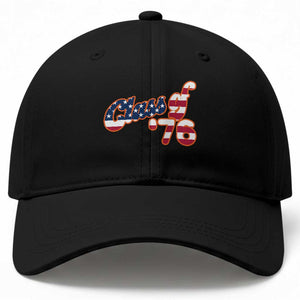 Patriotic Class of 76 Retro American Flag Script Baseball Cap Graduation Birthday Milestone TS02 Print Your Wear