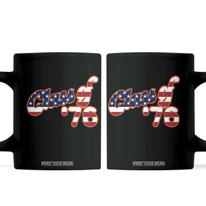 Patriotic Class of 76 Retro American Flag Script Coffee Mug Graduation Birthday Milestone TS02 Black Print Your Wear