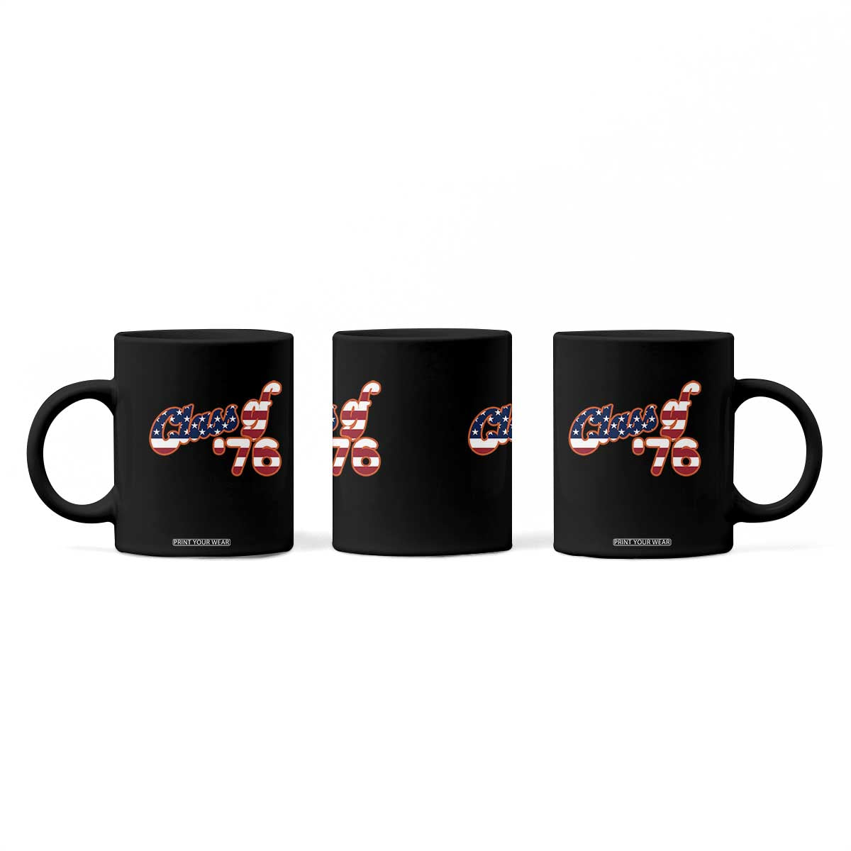 Patriotic Class of 76 Retro American Flag Script Coffee Mug Graduation Birthday Milestone TS02 Print Your Wear