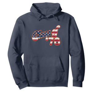 Patriotic Class of 76 Retro American Flag Script Hoodie Graduation Birthday Milestone TS02 Navy Print Your Wear