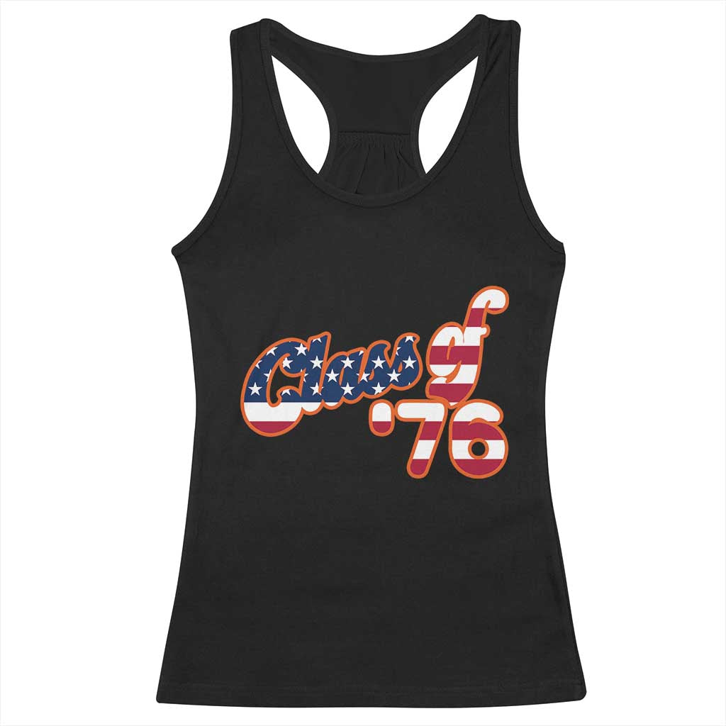 Patriotic Class of 76 Retro American Flag Script Racerback Tank Top Graduation Birthday Milestone TS02 Black Print Your Wear