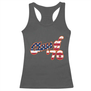 Patriotic Class of 76 Retro American Flag Script Racerback Tank Top Graduation Birthday Milestone TS02 Dark Heather Print Your Wear