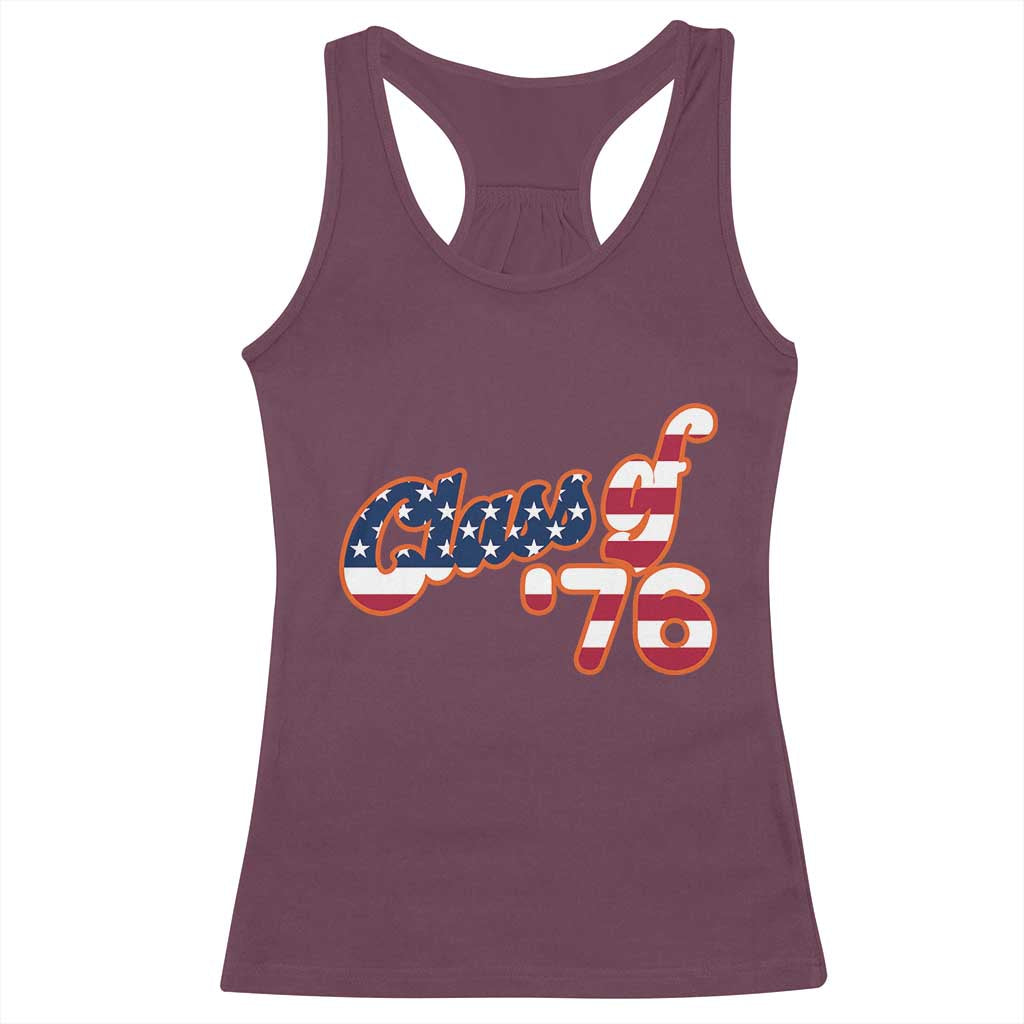 Patriotic Class of 76 Retro American Flag Script Racerback Tank Top Graduation Birthday Milestone TS02 Maroon Print Your Wear