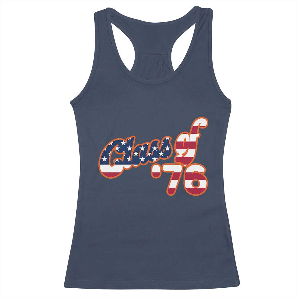 Patriotic Class of 76 Retro American Flag Script Racerback Tank Top Graduation Birthday Milestone TS02 Navy Print Your Wear