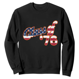 Patriotic Class of 76 Retro American Flag Script Sweatshirt Graduation Birthday Milestone TS02 Black Print Your Wear
