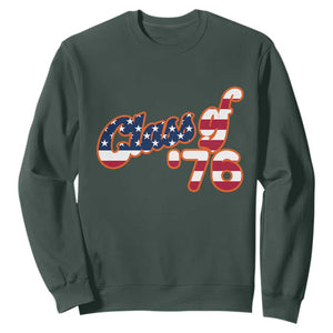 Patriotic Class of 76 Retro American Flag Script Sweatshirt Graduation Birthday Milestone TS02 Dark Forest Green Print Your Wear