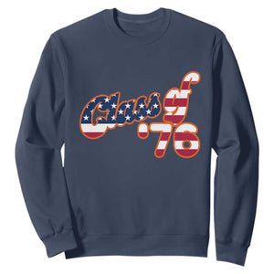 Patriotic Class of 76 Retro American Flag Script Sweatshirt Graduation Birthday Milestone TS02 Navy Print Your Wear